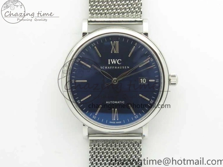 MIROTIME 1218 Portofino IW356501 SS V3 MK 1:1 Best Edition Blue Dial On SS Mesh Bracelet MIYOTA Timeless 7194